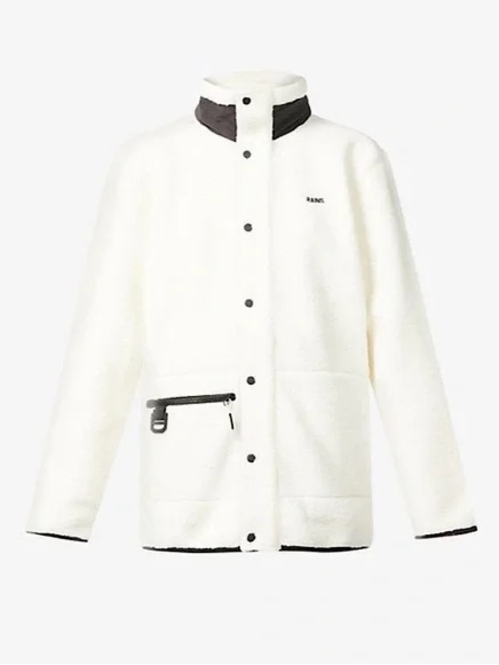 RAINS White Fleece Snap-Front Jacket